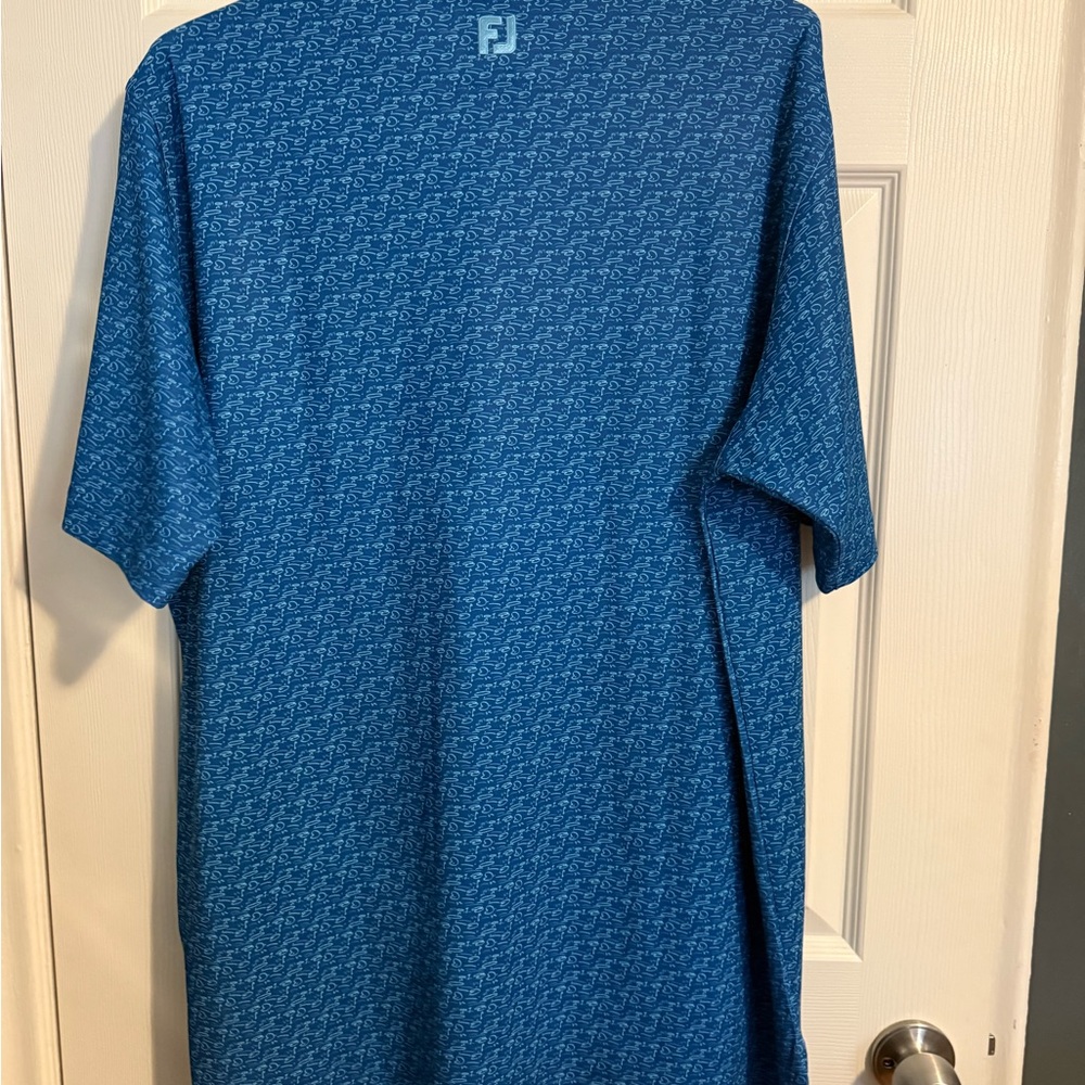 FootJoy Textured Blue Polo Shirt - Picture 2 of 2